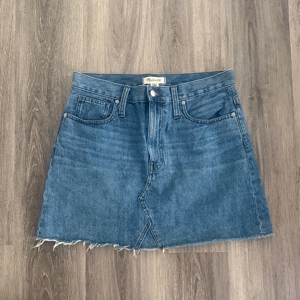 Madewell Classic Blue Denim Mini Skirt 30 Rigid Denim Coastal Western Cowgirl